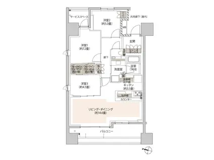 ザ・パークハウス本郷(3LDK/6階)の間取り写真