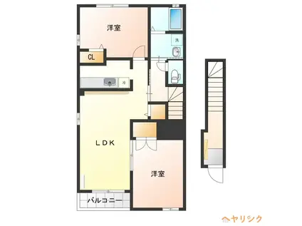 ミッテフリーデIII(2LDK/2階)の間取り写真