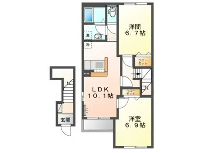 フォレスタ大和(2LDK/2階)の間取り写真