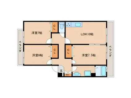 COSMO HEIGHT(3LDK/1階)の間取り写真