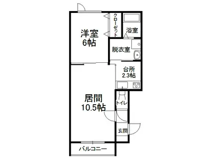 ORANGECOUNTY(1LDK/2階)の間取り写真