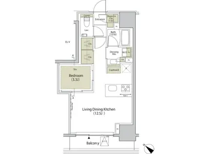ザ・パークハビオ江古田(1LDK/11階)の間取り写真