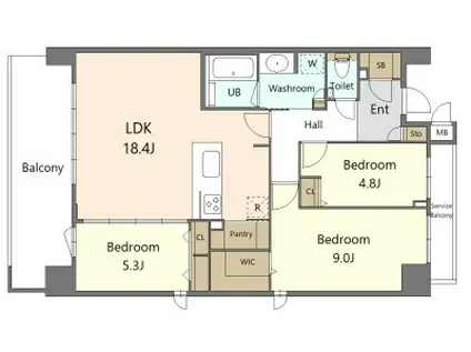 S-RESIDENCE百道AUREATE(3LDK/4階)の間取り写真
