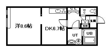 デザイナーズAP・68B棟(1LDK/2階)の間取り写真