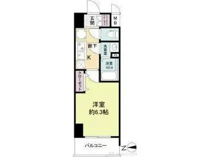 ソルテラス本庄西クレアスト(1K/8階)の間取り写真