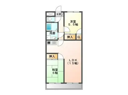 ラトゥール西阿倉川(2LDK/6階)の間取り写真