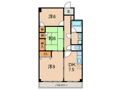 ウエストサイド武庫川(3DK/2階)の間取り写真