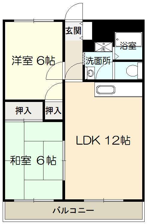 メゾンドTAHARA(2LDK/1階)の間取り写真