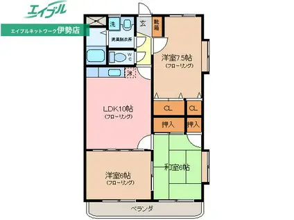 アビーロード(3LDK/1階)の間取り写真