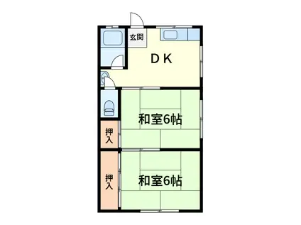清雄ハイツ(2DK/2階)の間取り写真