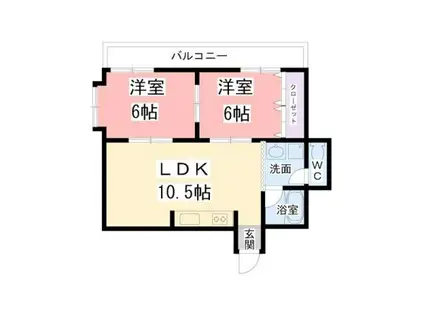 ローレルスクエア(2DK/1階)の間取り写真