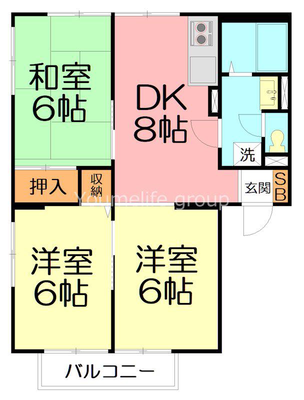 リーベンハイムA(3DK/2階)の間取り写真
