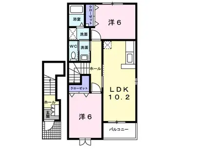 フィオーレ・アツタ(2LDK/2階)の間取り写真