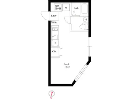 グラウンデュークス西大島(ワンルーム/2階)の間取り写真