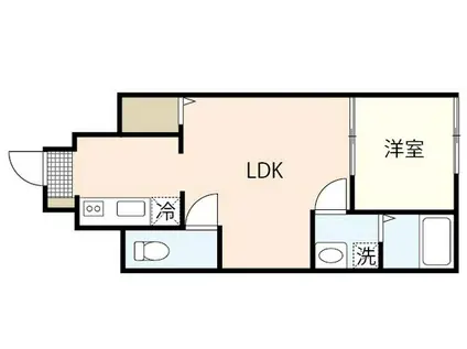 PABLO戸坂 A棟(1LDK/1階)の間取り写真