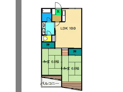 愛宕コーポ(2LDK/1階)の間取り写真