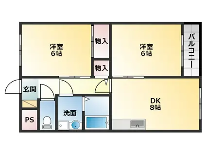 ライクホース・三宅(2DK/1階)の間取り写真