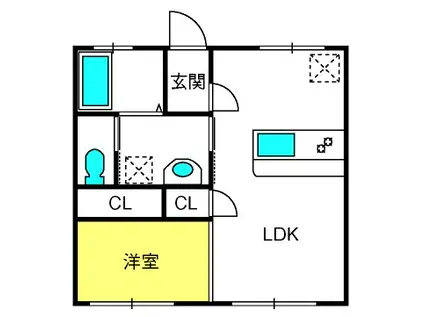 マンション平金(1LDK/3階)の間取り写真