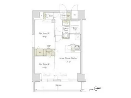 アーバネックス秋葉原イーストII(2LDK/9階)の間取り写真