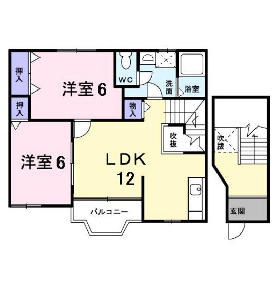 クレストール古谷(2LDK/2階)の間取り写真