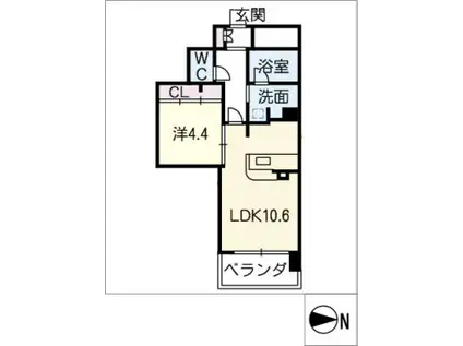 JR東海道本線 金山駅(愛知) 徒歩5分 10階建 築12年(1LDK/6階)の間取り写真