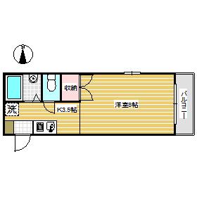 アルフィーネ清水(1K/1階)の間取り写真