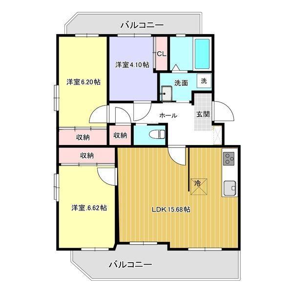 名鉄名古屋本線 有松駅 徒歩15分 3階建 築3年(3LDK/3階)の間取り写真
