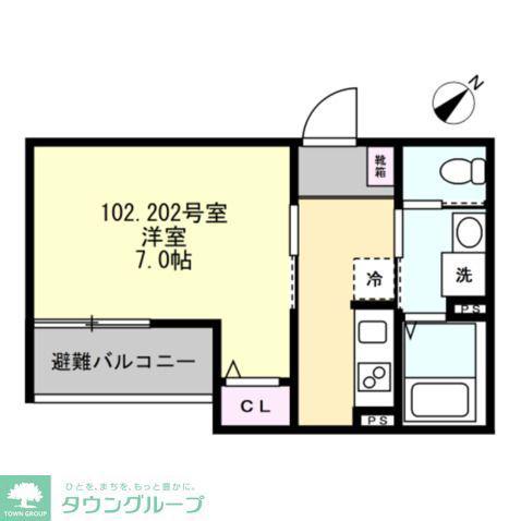 ベイルーム藤沢花の木(1K/1階)の間取り写真