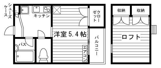 イジェント長津田(1K/2階)の間取り写真