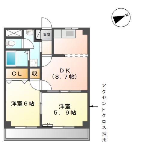サンシャインバレー(2DK/1階)の間取り写真