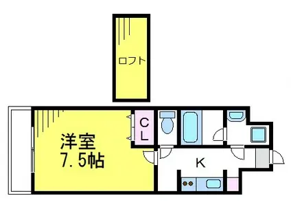 JR中央線 東小金井駅 徒歩8分 3階建 築20年(1K/3階)の間取り写真