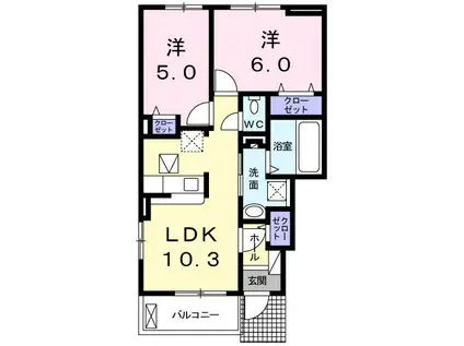 トレゾール(2LDK/1階)の間取り写真