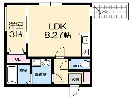 セブンプロート己斐西町(1LDK/1階)の間取り写真