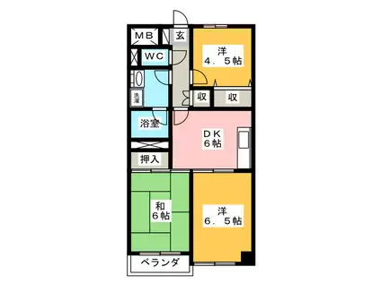 シャンブール(3DK/4階)の間取り写真