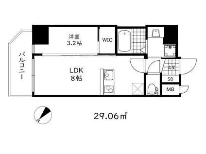 スワンズシティ神戸湊川2(1LDK/2階)の間取り写真