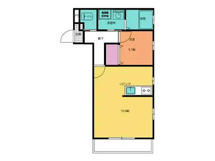 シルバーピーク(1LDK/3階)の間取り写真
