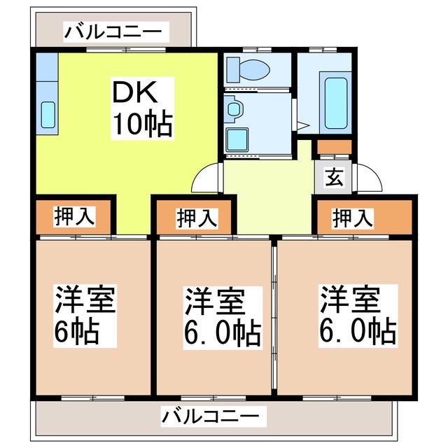 エルワンマンション(3DK/2階)の間取り写真