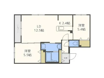 エアフォルク手稲(2LDK/4階)の間取り写真