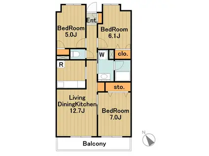 グランドウェラ(3LDK/3階)の間取り写真