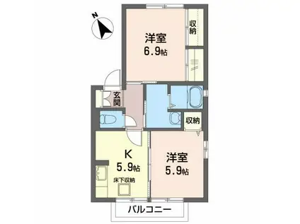 LILYOFTHEVALLEY(2K/1階)の間取り写真