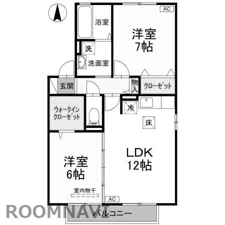 プラザ・シャルム B棟(2LDK/1階)の間取り写真