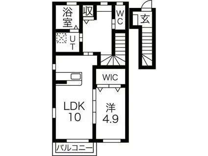 アリエッタ A(1LDK/2階)の間取り写真