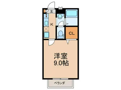 パラディス(1K/1階)の間取り写真