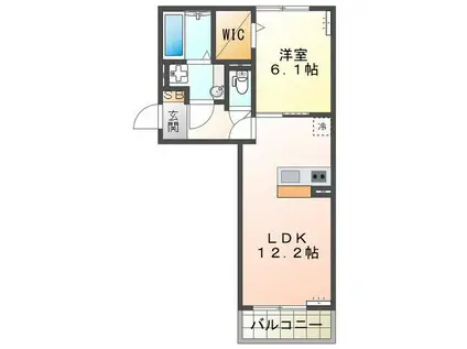 ラ フロレゾン A棟(1LDK/2階)の間取り写真