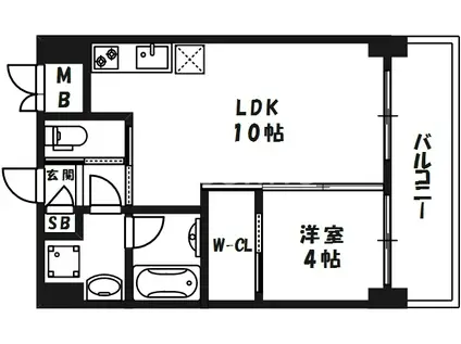 ノルデンハイム天満橋(1LDK/4階)の間取り写真
