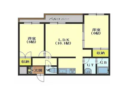 メゾンドアトールHAKODATE(2LDK/3階)の間取り写真