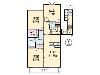 メゾン・ド・アンジュ(3LDK/2階)の間取り写真