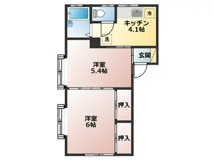 グリーンヒル・シシド(2K/1階)の間取り写真