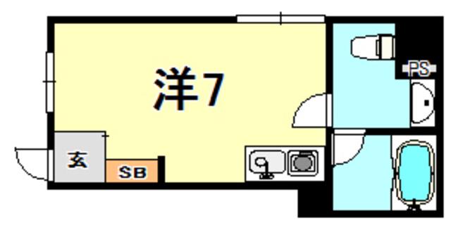 創土ハイツ(ワンルーム/6階)の間取り写真