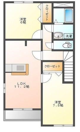 ルミエールB(2LDK/2階)の間取り写真